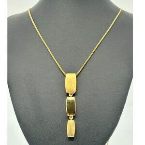 Vintage Napier Gold-Tone Chain w/Textured Elongated Elemental Pendant, Metal Tag